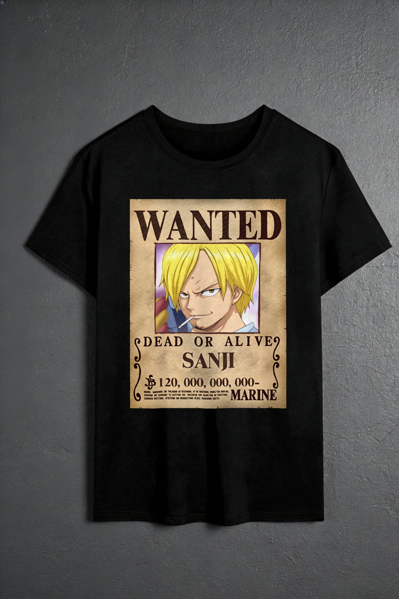 Anime Style Men's T-Shirt Wanted Poster Sanji One Piece Design Summer Casual Wear For Fans And Gift Ideas