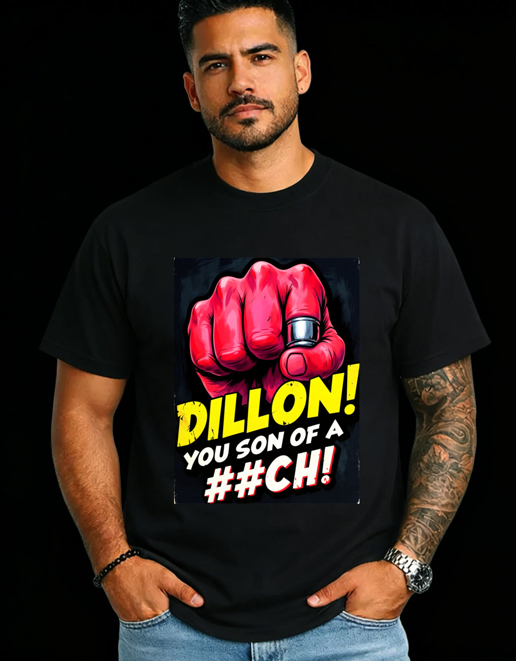 Casual Graphic Men's T-Shirt With Bold Fist And Text Design For Everyday Wear And Gift For Friends