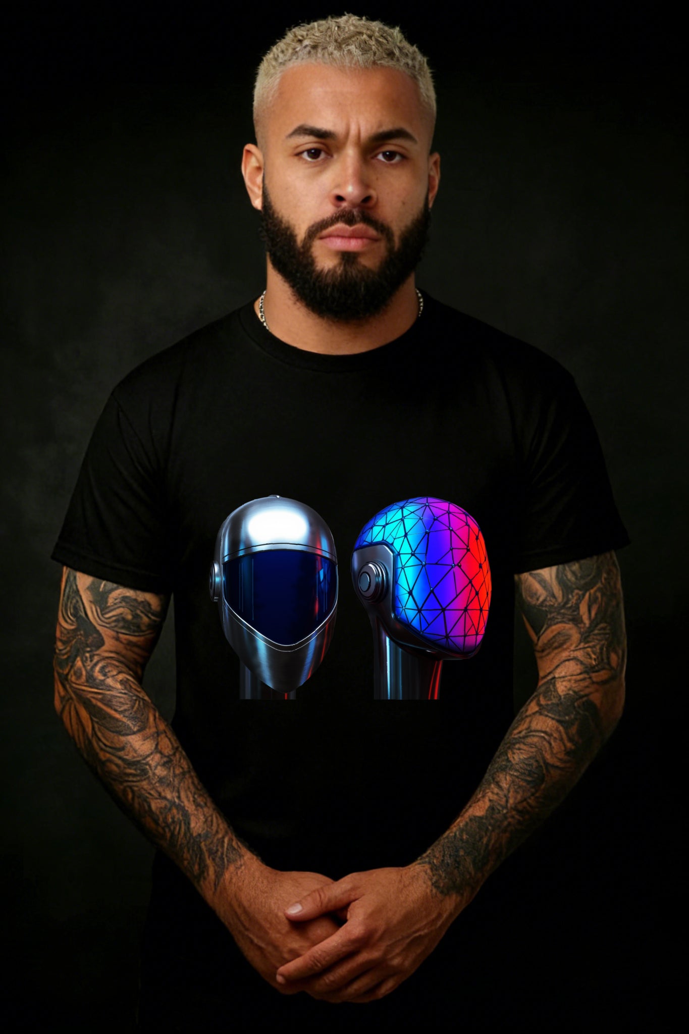 Graphic Design Men's T-Shirt Daft Punk Helmet Print Summer Casual Wear Gift For Music Lovers