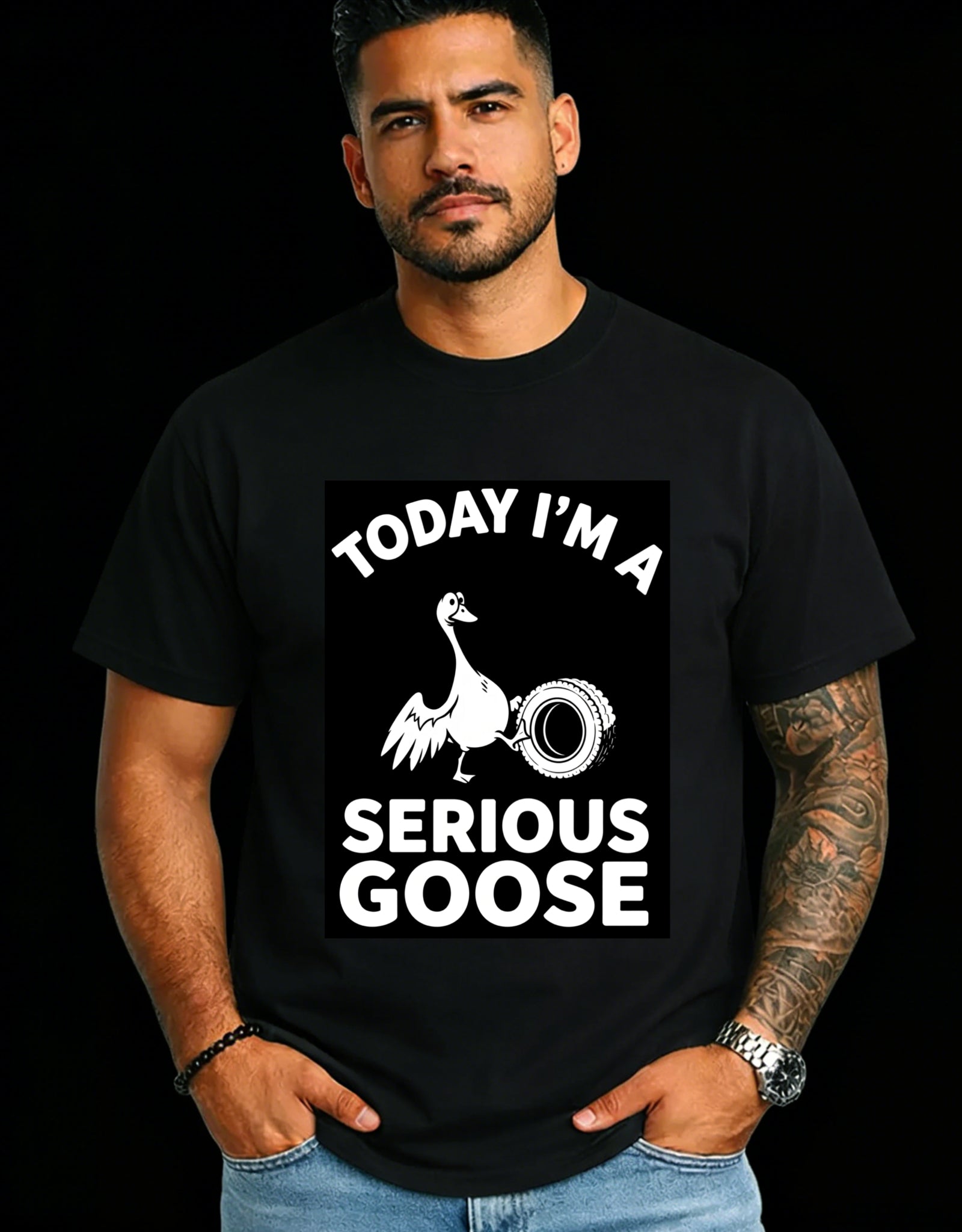 Casual Style Men's T-Shirt With Goose And Text Design For Everyday Wear And Humorous Outfits Perfect Gift For Friends And Family