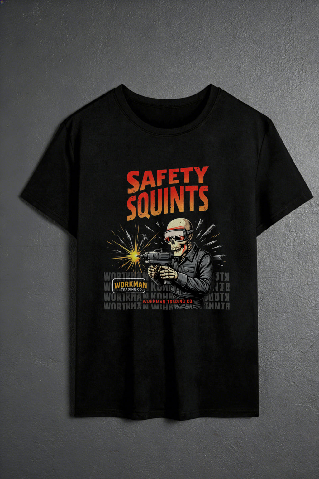 Casual Graphic Men's T-Shirt Safety Squints Skull With Gun And Text Summer Wear For Men Gift For Him