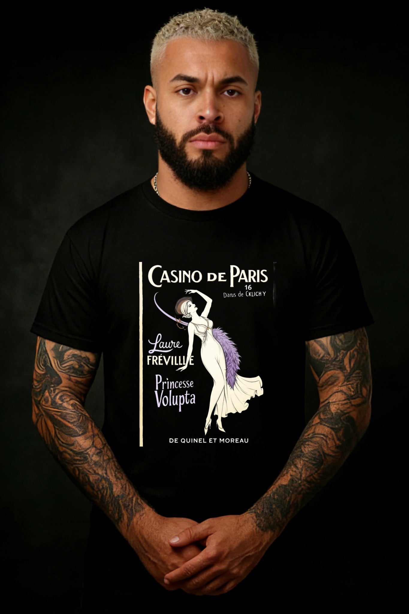 Vintage Art Deco Style Men's T-Shirt Casino De Paris Laura Previllie Princesse Volupta Poster Design Summer And Spring Wear For Fashion Lovers And Art Enthusiasts