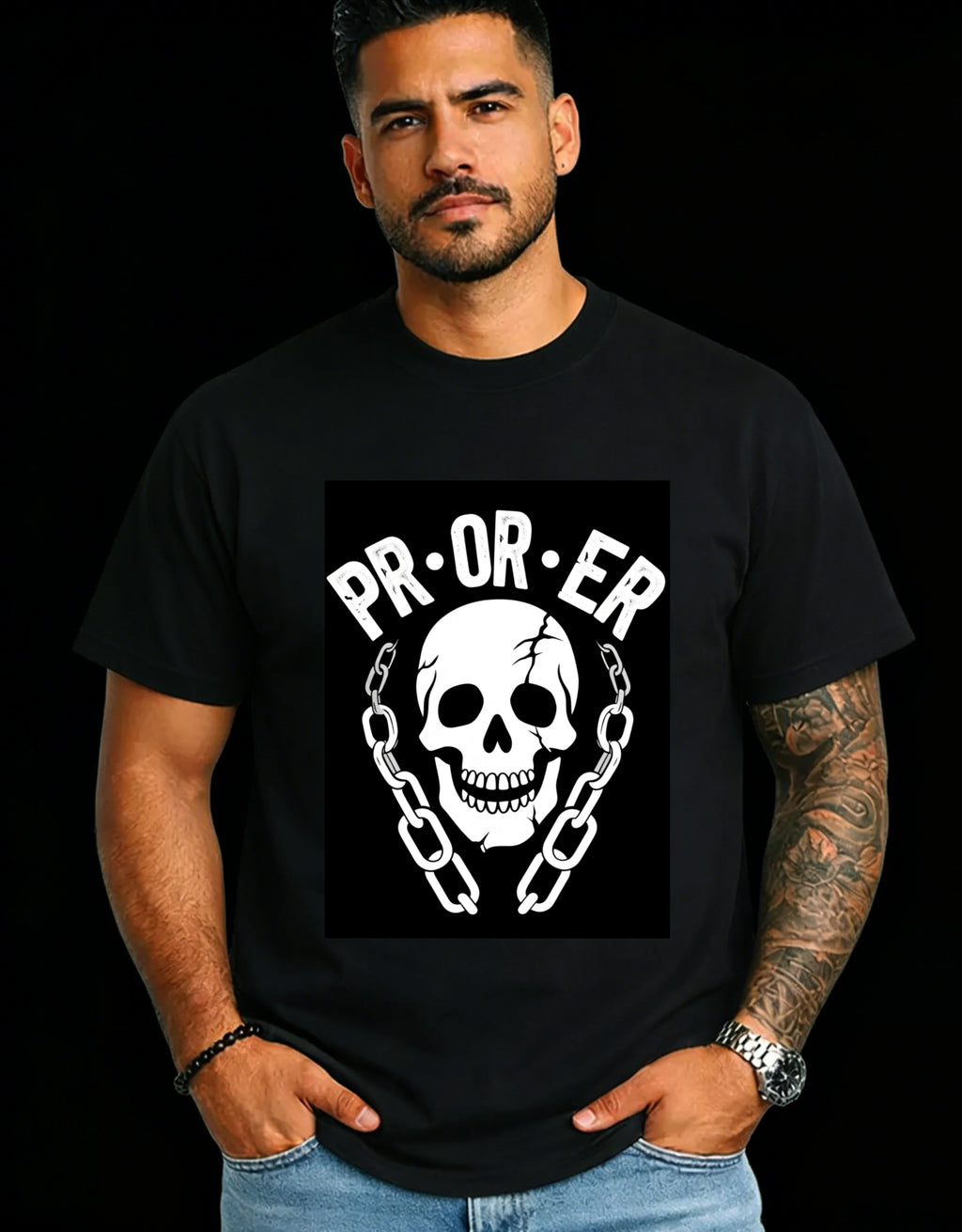 Casual Streetwear Style Men's T-Shirt Skull And Chain Graphic Design Summer And Spring Wear Gift For Him