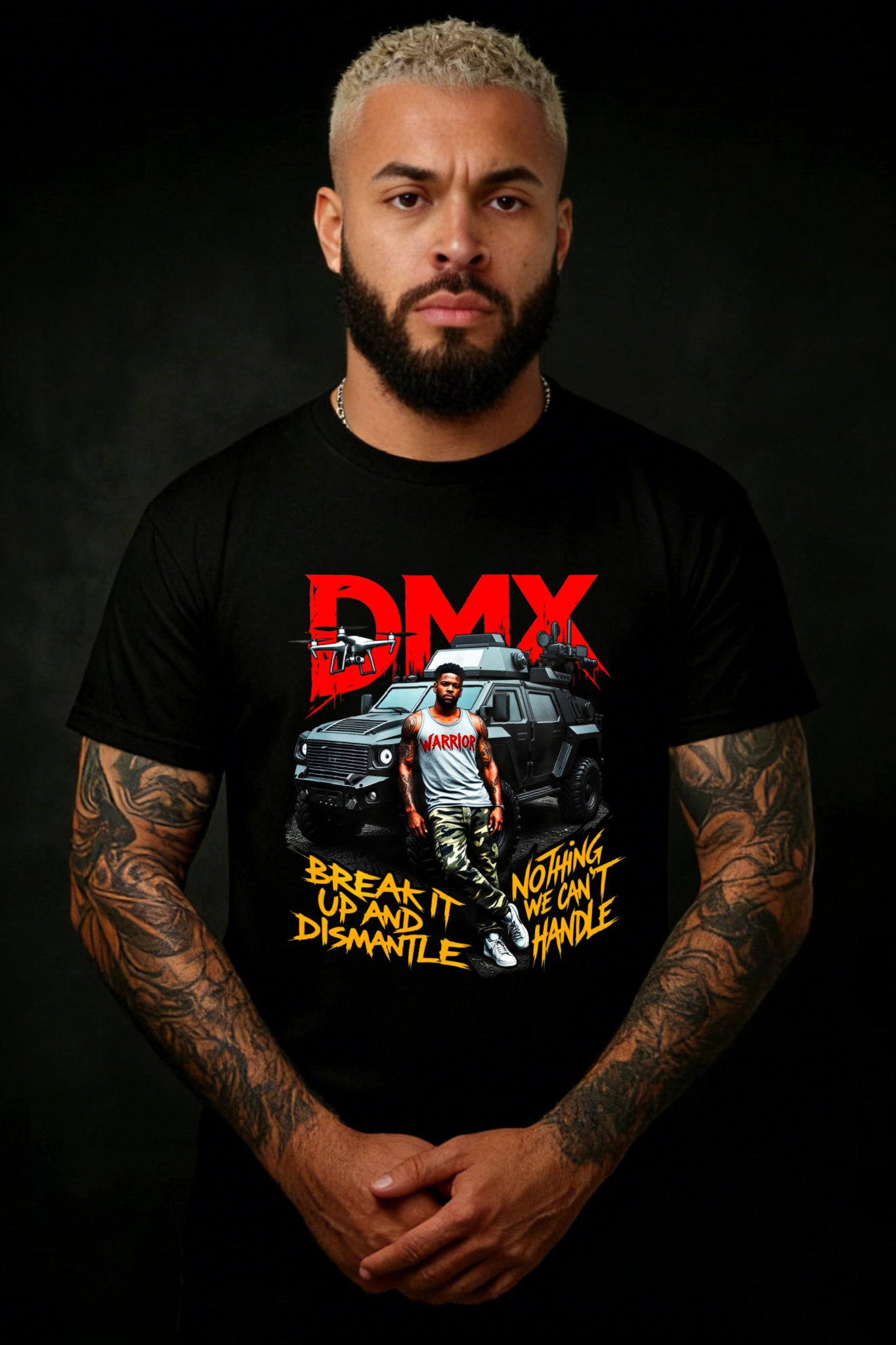 Streetwear Style Men's T-Shirt Dmx Break It Up And Dismantle Nothing We Cant Handle Graphic Print Summer Casual Wear For Music Fans And Hip Hop Enthusiasts