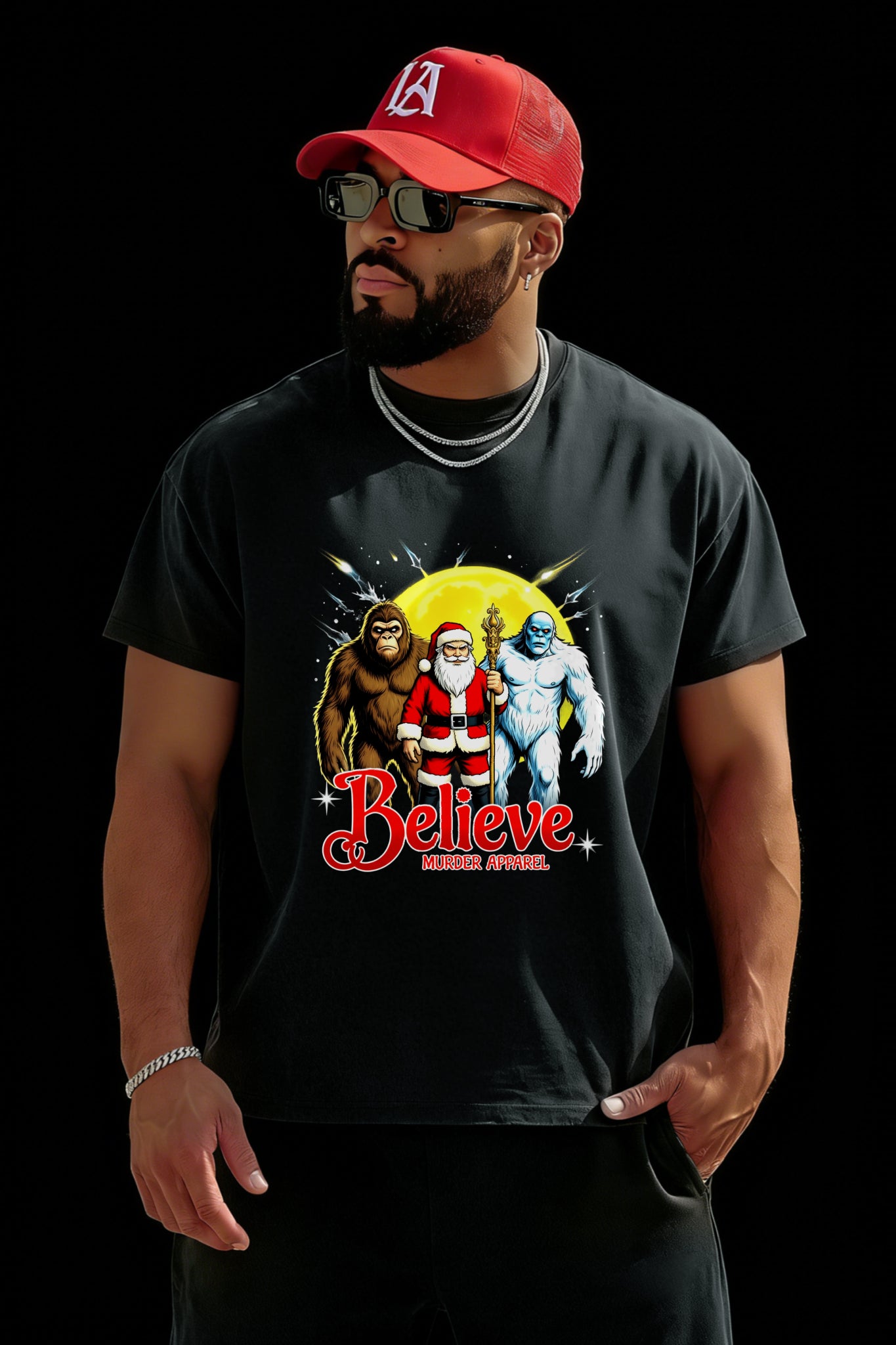 Bigfoot Yeti Santa T-Shirt - Murder Apparel