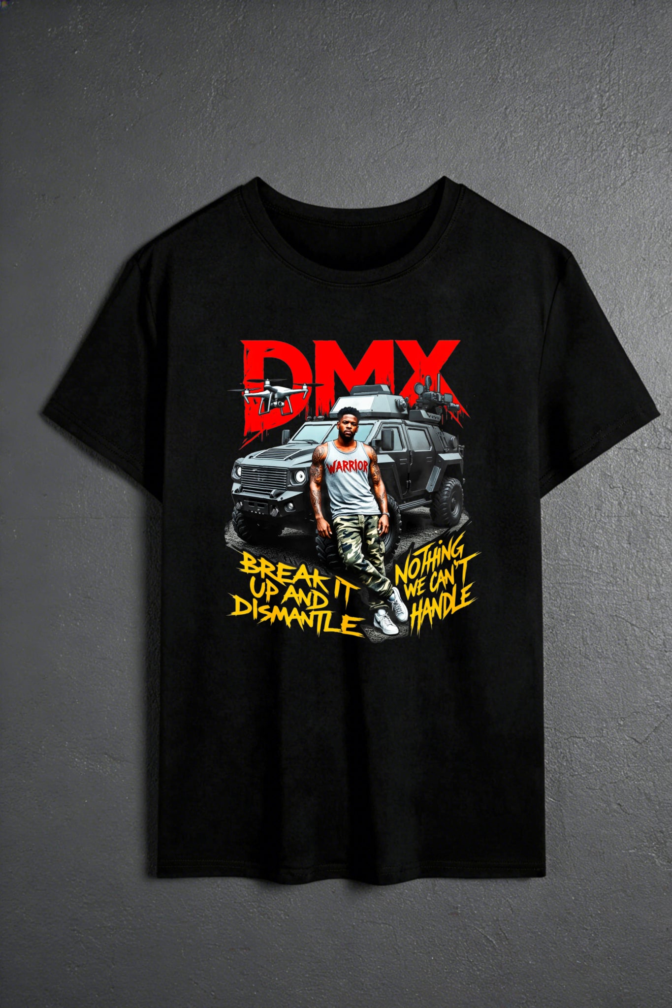 Streetwear Style Men's T-Shirt Dmx Break It Up And Dismantle Nothing We Cant Handle Graphic Print Summer Casual Wear For Music Fans And Hip Hop Enthusiasts