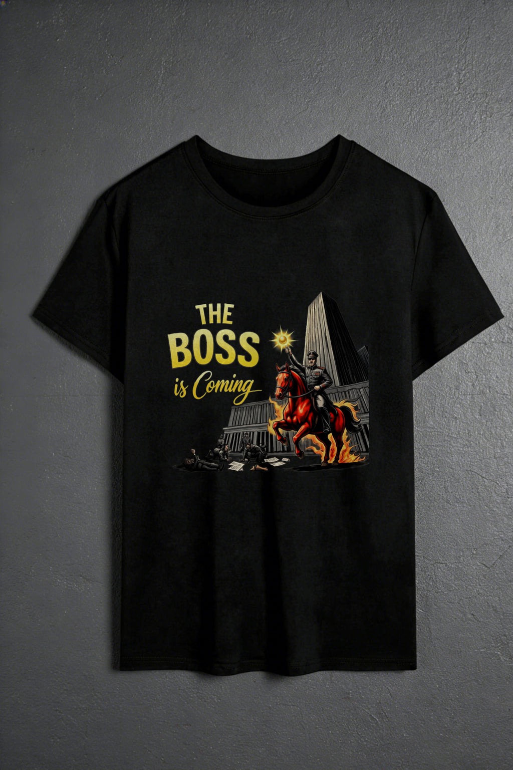 Casual Style Men's T-Shirt The Boss Is Coming Graphic Design For Everyday Wear And Summer Outfits Perfect Gift For Friends And Family