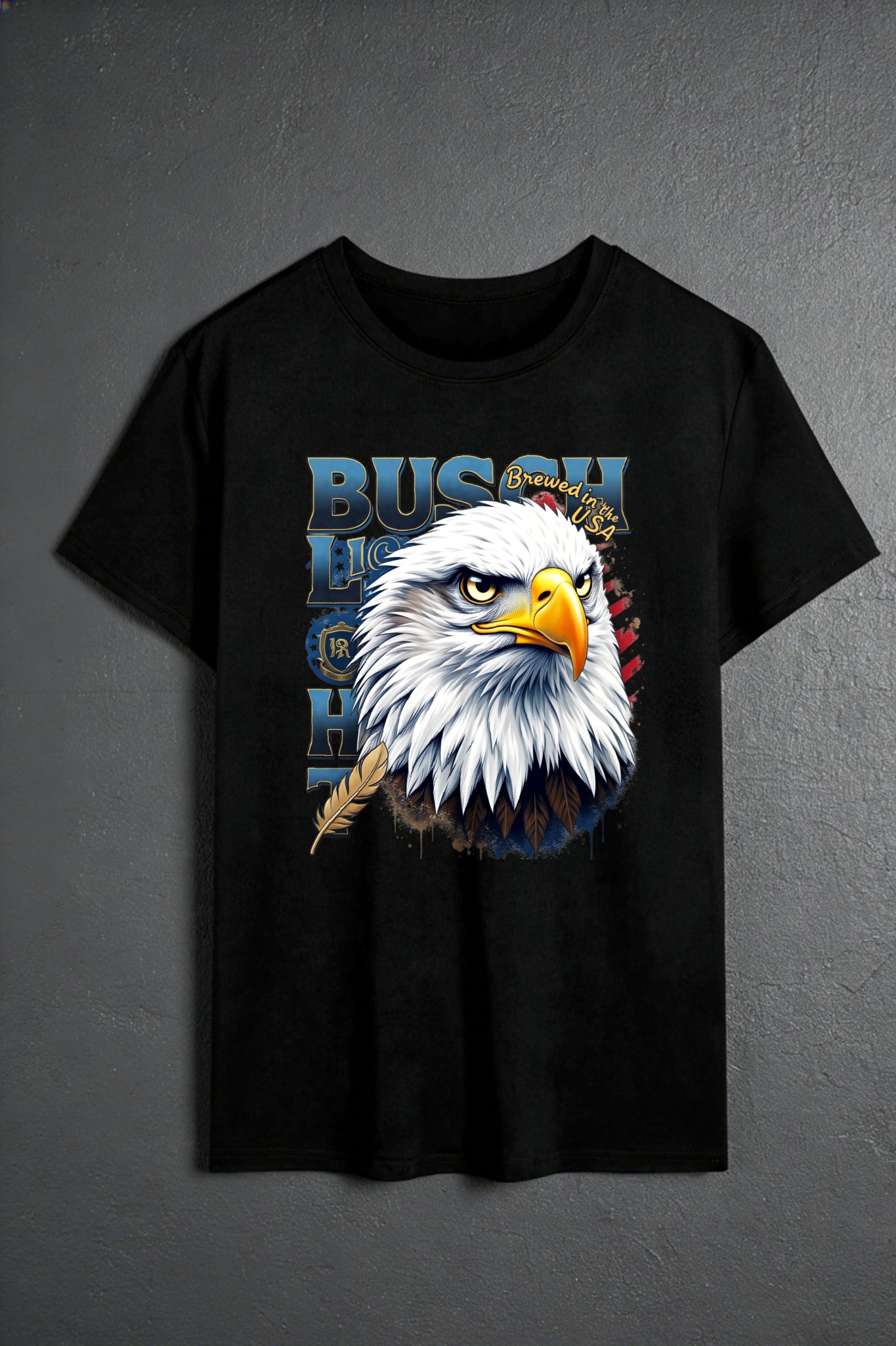 Casual Graphic Men's T-Shirt Eagle And Beer Brand Logo Summer Wear For Him