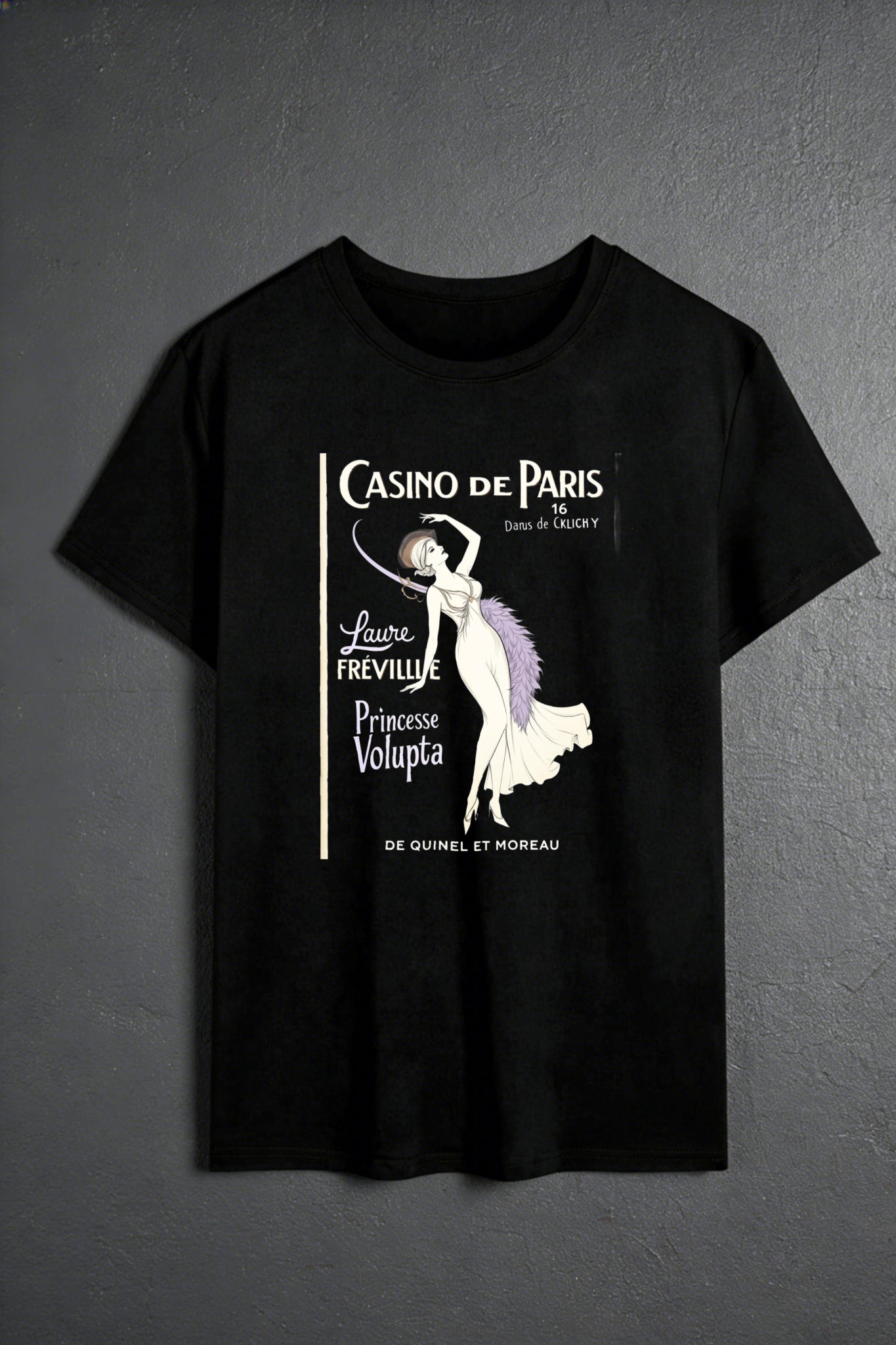 Vintage Art Deco Style Men's T-Shirt Casino De Paris Laura Previllie Princesse Volupta Poster Design Summer And Spring Wear For Fashion Lovers And Art Enthusiasts