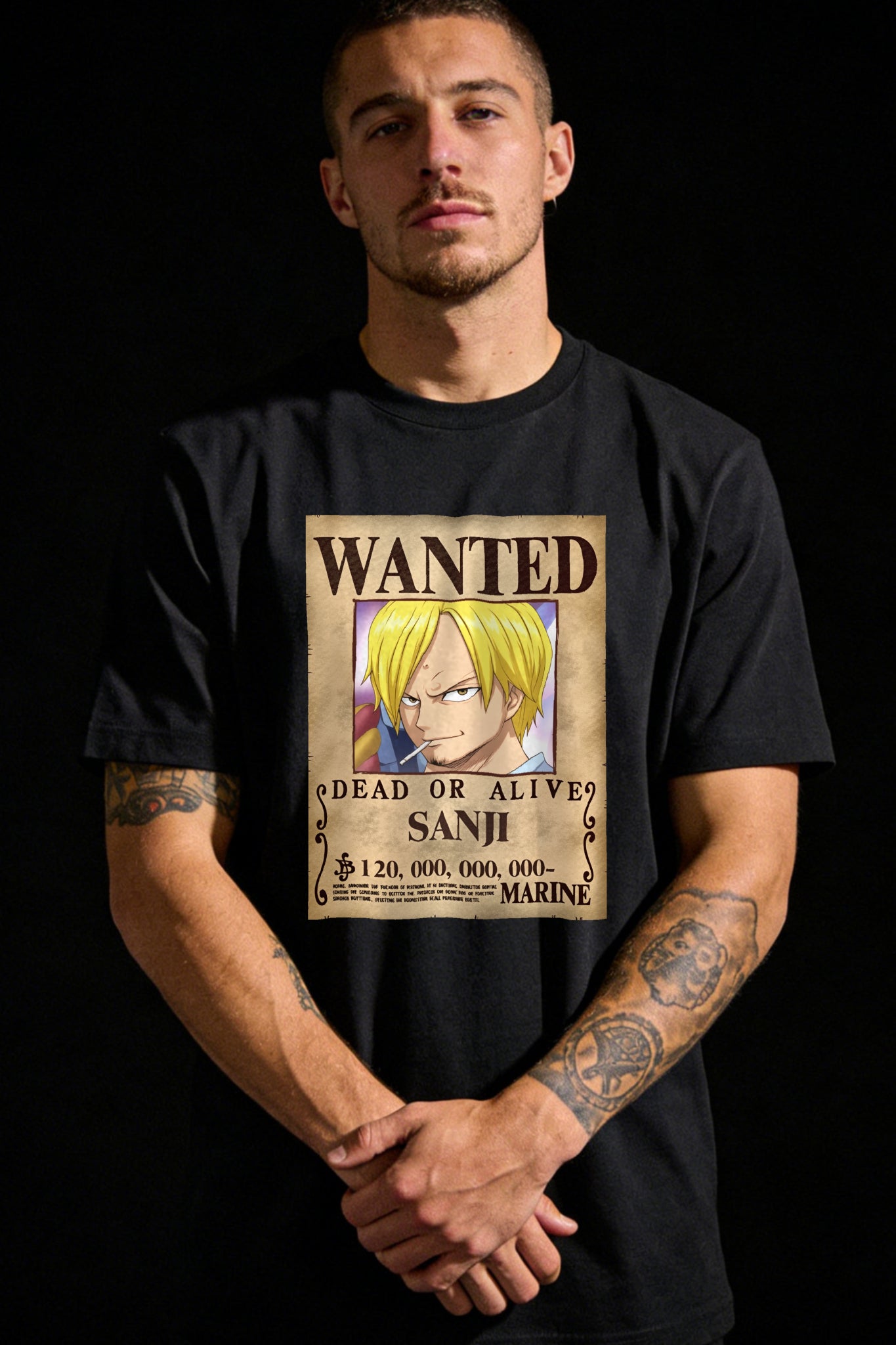 Anime Style Men's T-Shirt Wanted Poster Sanji One Piece Design Summer Casual Wear For Fans And Gift Ideas