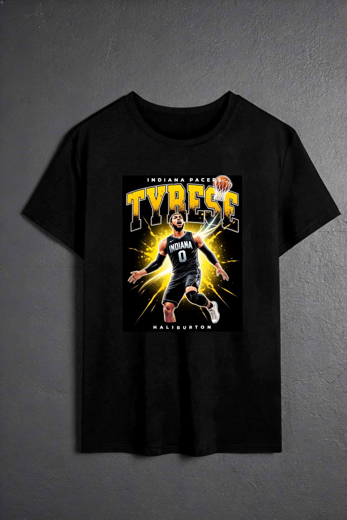 Casual Sporty Style Men's T-Shirt Indiana Pacers Tyrese Haliburton Basketball Player Graphic Summer And Fall Wear Gift For Basketball Fans And Sports Enthusiasts