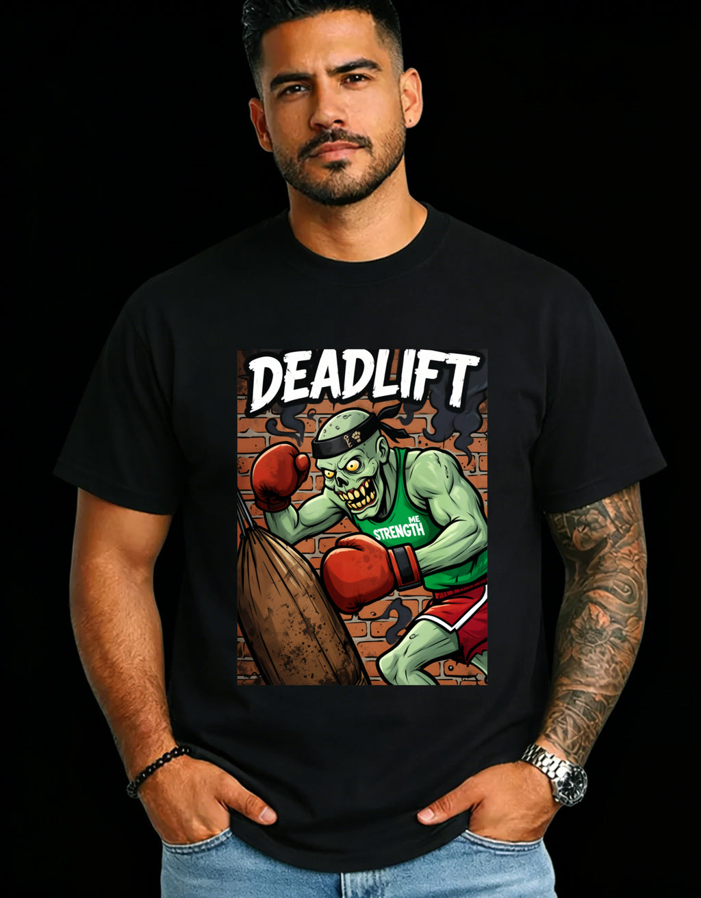Graphic Design Men's T-Shirt Deadlift Zombie Weightlifting Gym Workout Summer Gift For Fitness Enthusiasts