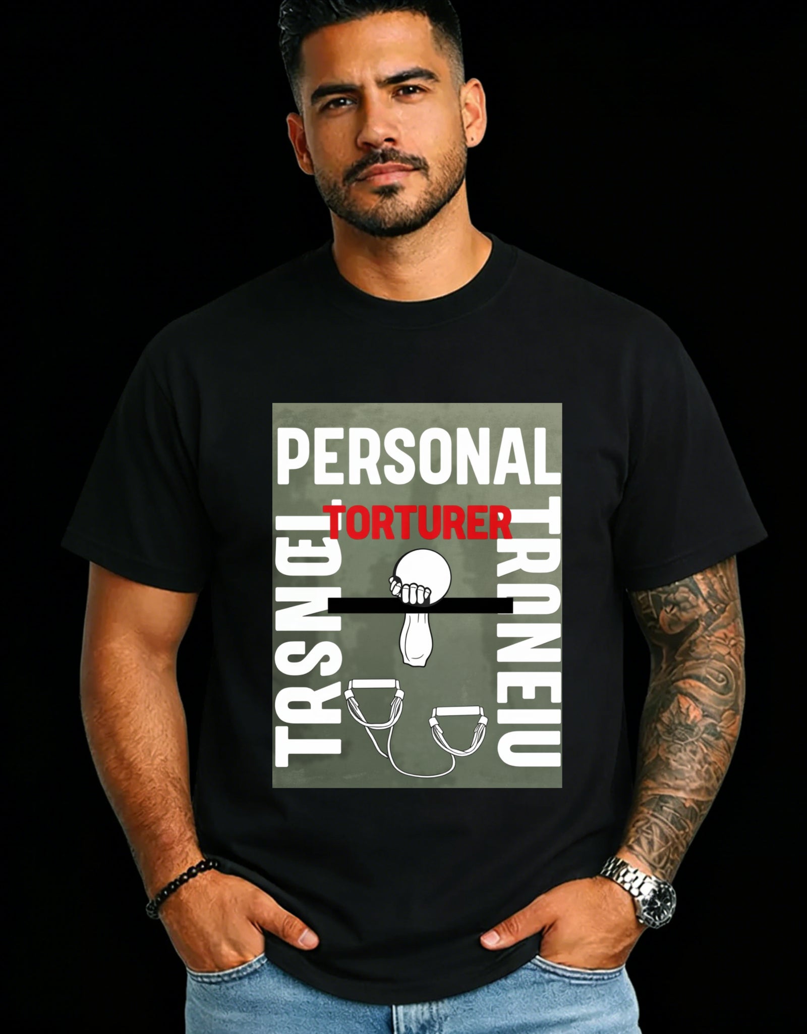 Casual Style Men's T-Shirt Personal Torturer Gym Fitness Humor Design For Workout And Everyday Wear Gift For Fitness Enthusiasts And Gym Lovers