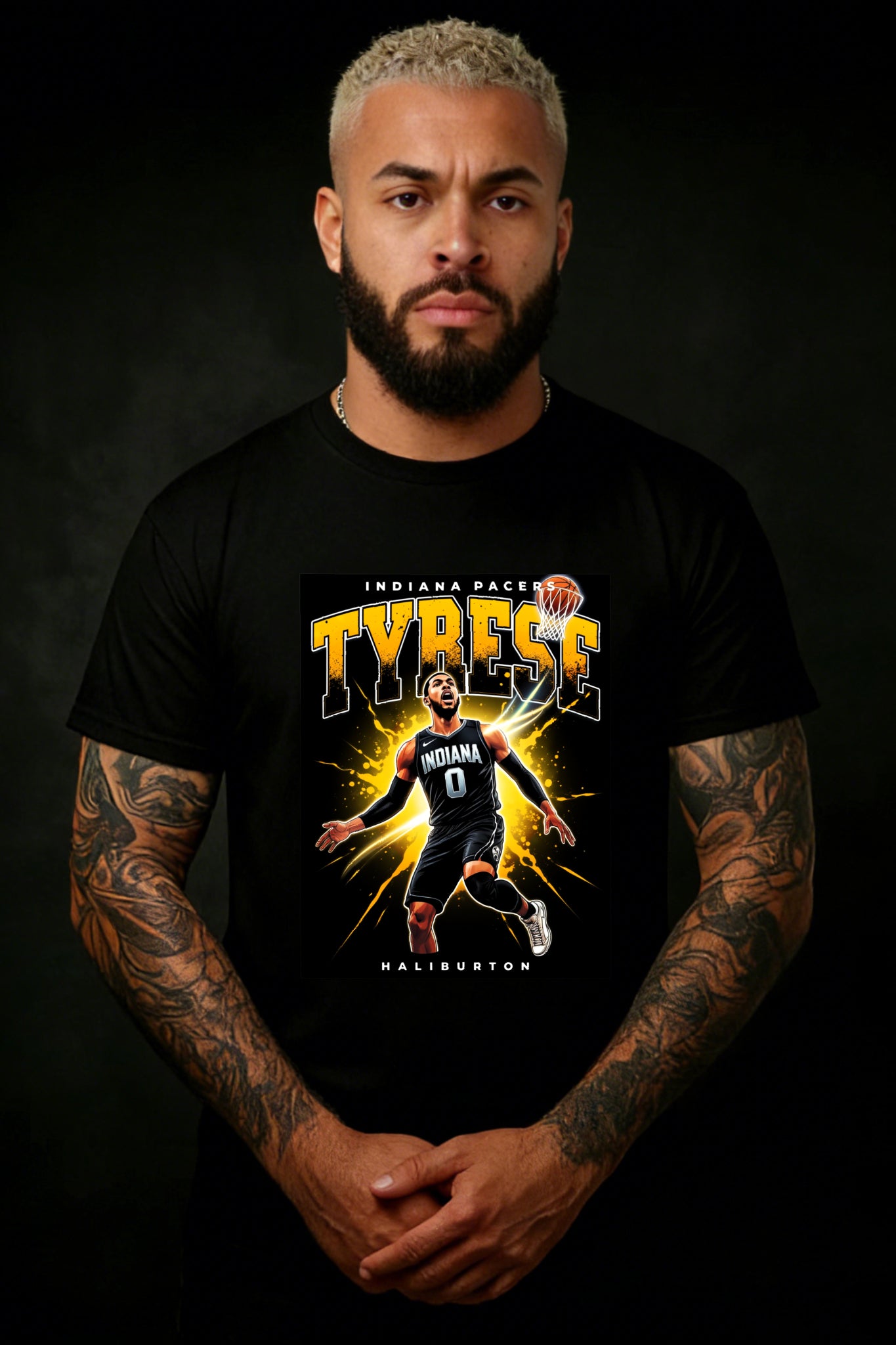 Casual Sporty Style Men's T-Shirt Indiana Pacers Tyrese Haliburton Basketball Player Graphic Summer And Fall Wear Gift For Basketball Fans And Sports Enthusiasts