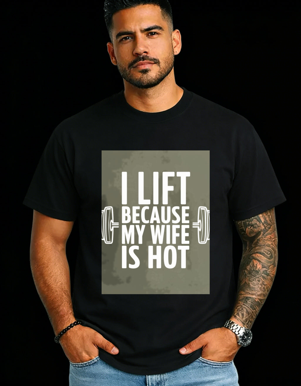 Casual Style Men's T-Shirt With I Lift Because My Wife Is Hot Graphic For Gym And Everyday Wear Perfect Gift For Husbands And Fitness Lovers
