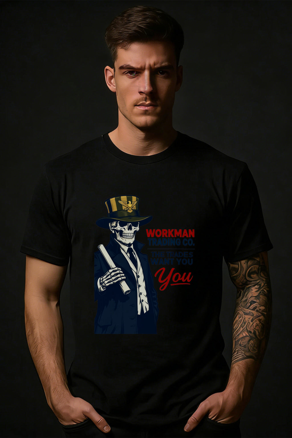 Casual Style Men's T-Shirt With Skeleton In Suit And Hat Text Design For Everyday Wear And Seasonal Events Perfect Gift For Men Who Love Unique Fashion Statements