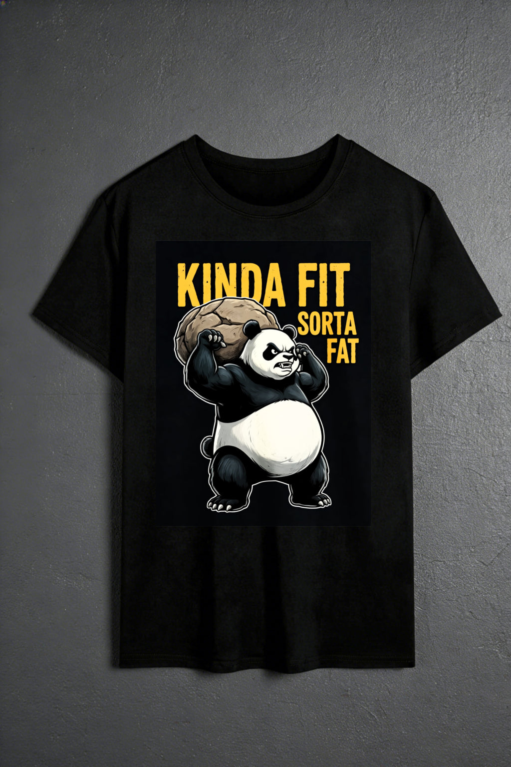 Casual Graphic Men's T-Shirt Panda Lifting Weight Kinda Fit Sorta Fat Humorous Design Summer Wear Gift For Fitness Enthusiasts Friends