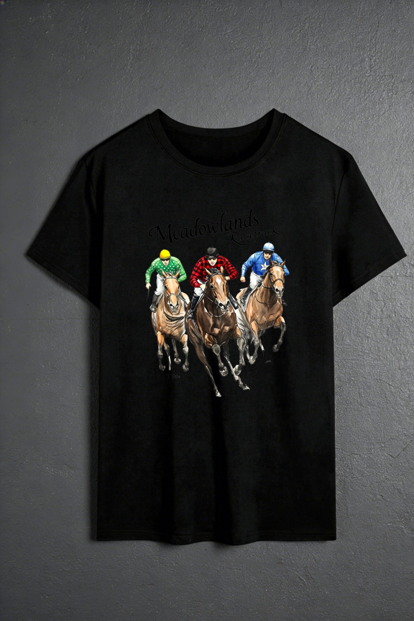 Horse Racing Design Men's T-Shirt With Jockeys And Horses Graphic For Casual Wear In Spring And Summer Perfect Gift For Horse Racing Fans And Sports Enthusiasts