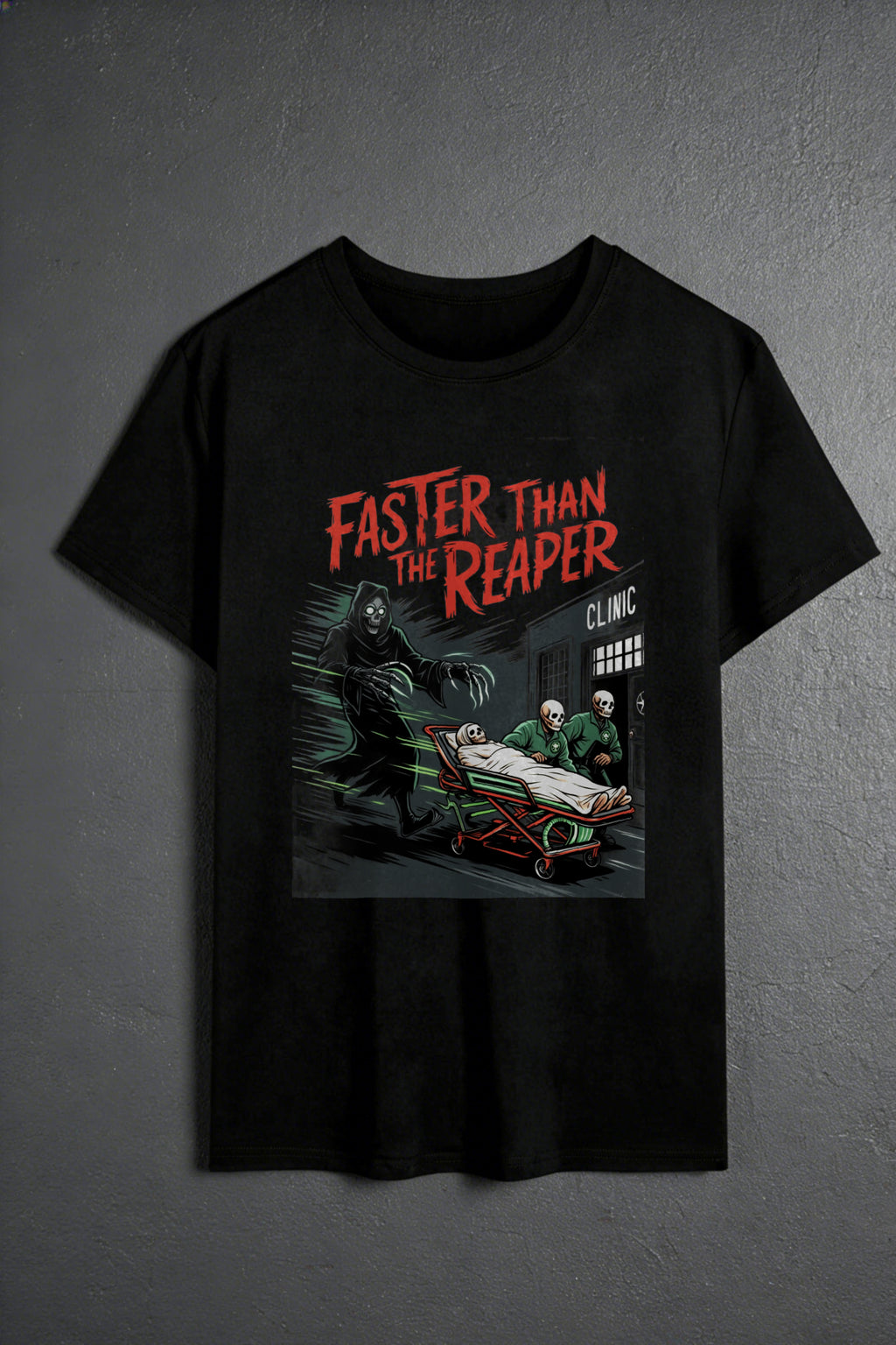 Graphic Design Men's T-Shirt Faster Than The Reaper Horror Theme Summer Casual Wear For Him